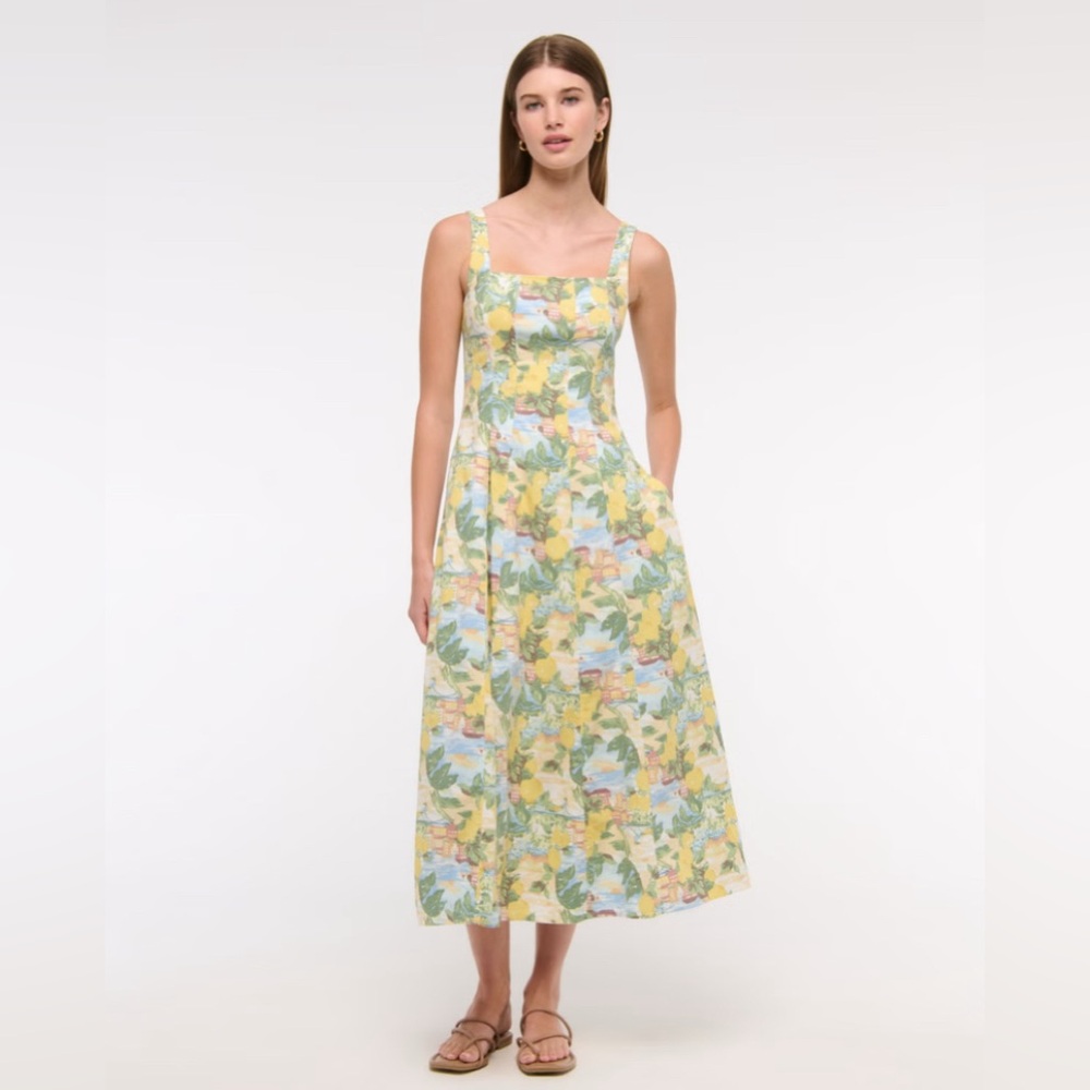 Abercrombie & Fitch lemon print Midi Dress